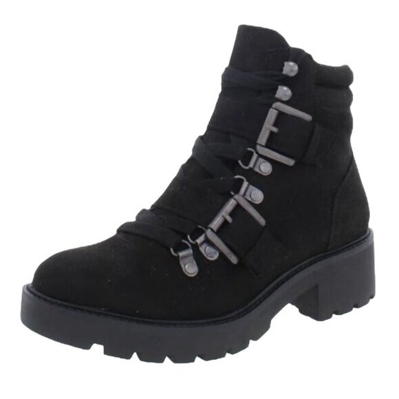 NEW White Mountain Day Time Faux Suede Lugged Sole Ankle Boots in Black Size 6 - Picture 1 of 12